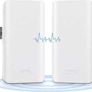 5.8GHz Point to Point Outdoor Wireless Bridge with 2 100 Mbps Ports and Bracket Mounts, Wifi Bridge, Ethernet Bridge,Starlink WiFi Extender, 12 dBi Antenna, 2KM Transmission for Starlink Gen 3 Router