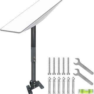 Adjustable Starlink Mounting Kit,Starlink Pole Mount with Mount Adapter Compatible with V2 Starlink Universal Outdoor Bracket & Straight-Pipe Mast for Wall, Eave Roof Mounting