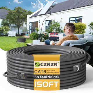 Starlink Cable 150FT/46M, Starlink Gen3 Cable, CAT6 2000Mbps Ethernet Cable, Waterproof for Indoor Outdoor, 26AWG Replacement Extension Cable, Starlink Satellite Network Accessories,Standard RJ45 Ends | +254 701 245089 BTSND2502210VMCR6F2 | +254 701 245089