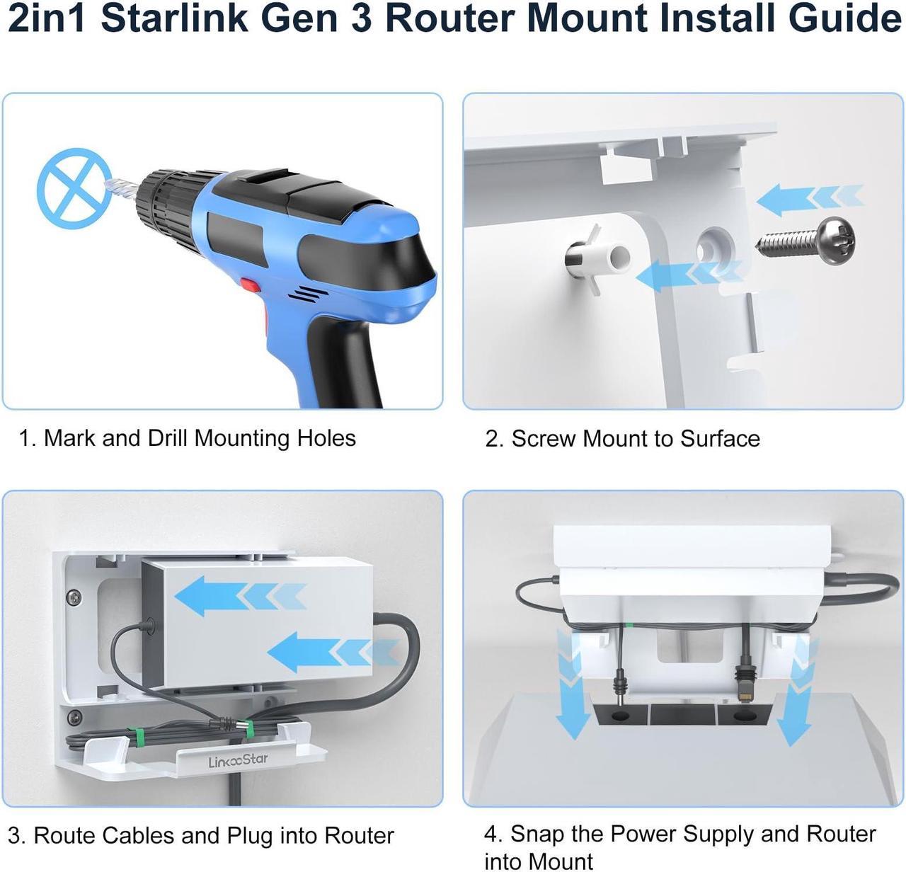 2 in 1 Starlink Gen 3 Router Mount, All in One Starlink V3 Mesh Router and Power Supply Mounting Kit, Space Saving, Cable Storage, ABS, Linkoostar Starlink Standard Router Mount Ideal for Home, Boats | +254 701 245089 2 in 1 Starlink Gen 3 Router Mount, All in One Starlink V3 Mesh Router and Power Supply Mounting Kit, Space Saving, Cable Storage, ABS, Linkoostar Starlink Standard Router Mount Ideal for Home, Boats - Image 4